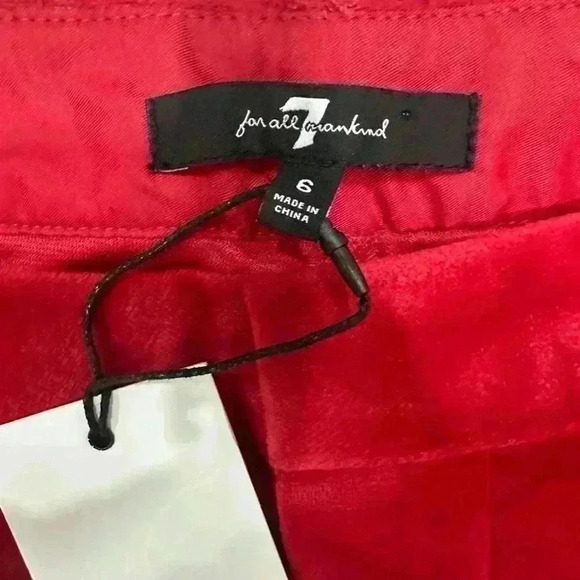 Nwt 7 for all Mankind 6 Pants Velvet Tuxedo Pants Red with Metallic Satin trim - Picture 3 of 4